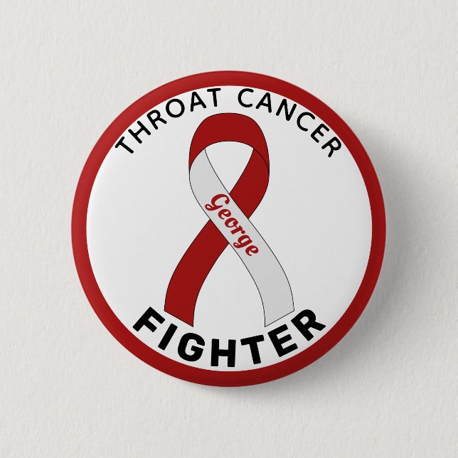 Throat Cancer Fighter Ribbon White Button (Front)