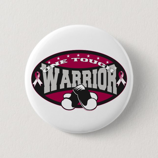 Throat Cancer One Tough Warrior 6 Cm Round Badge (Front)