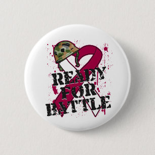 Throat Cancer Ready For Battle 6 Cm Round Badge