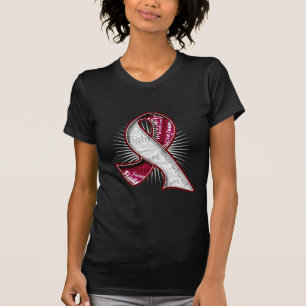 Throat Cancer Slogan Watermark Ribbon T-Shirt