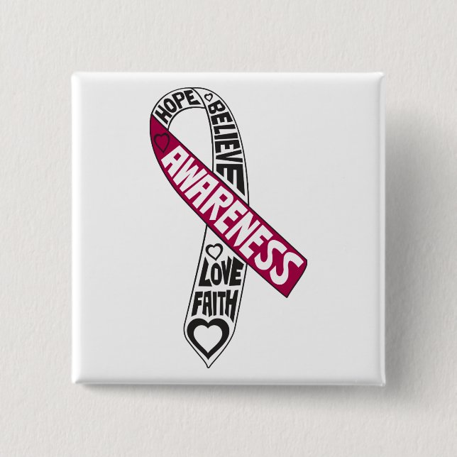 Throat Cancer Slogans Ribbon 15 Cm Square Badge (Front)