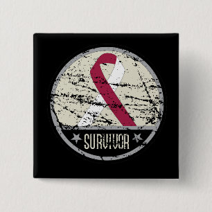 Throat Cancer Survivor Mens Vintage 15 Cm Square Badge