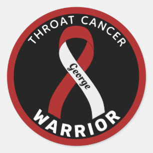 Throat Cancer Warrior Ribbon Black Round Sticker