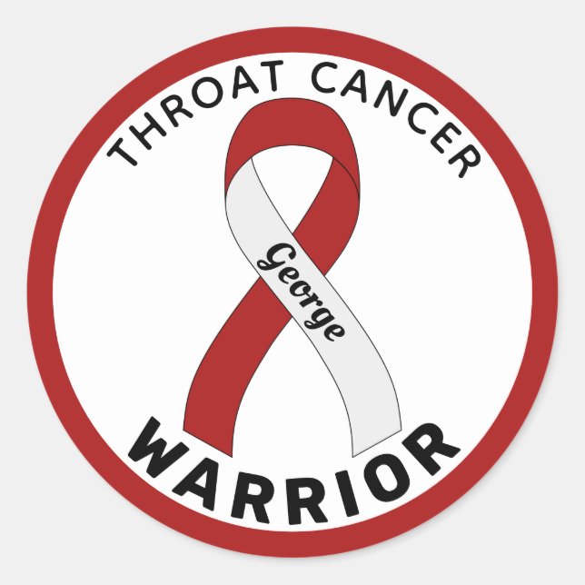 Throat Cancer Warrior Ribbon White Round Sticker (Front)