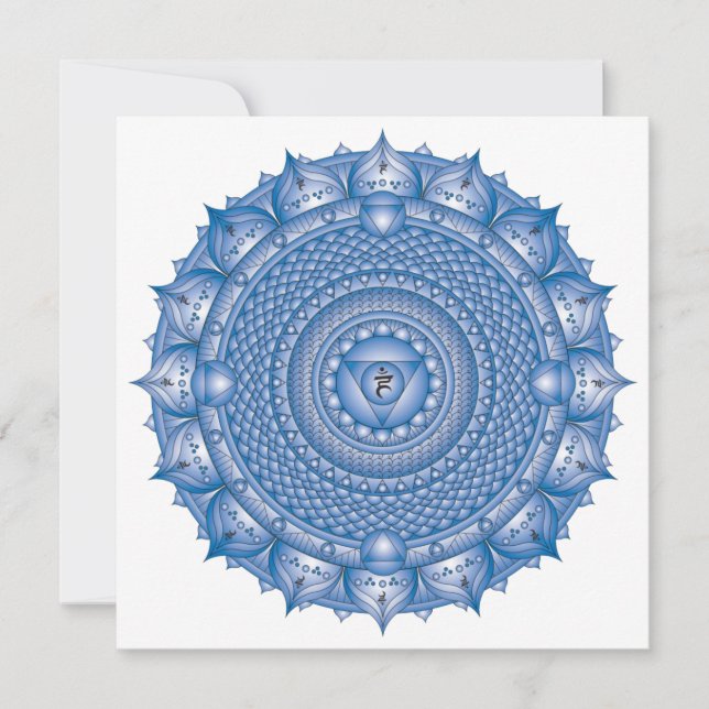 Throat Chakra Blue Mandala Square Note Card (Front)