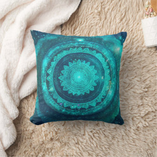 Throat Chakra Turquoise Mandala Cushion
