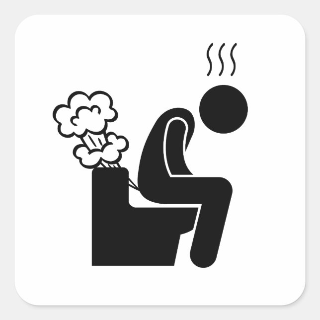 Throne Thunder Farting on the Toilet Humour Square Sticker (Front)