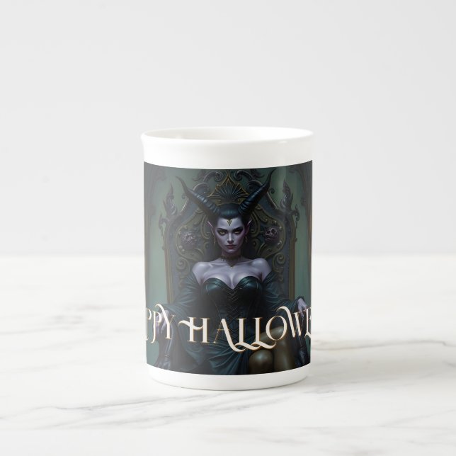 Throned Demon Queen in Candlelight Bone China Mug (Front)