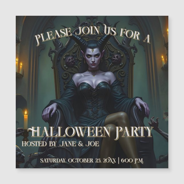 Throned Demon Queen in Candlelight - Invitation (Front)