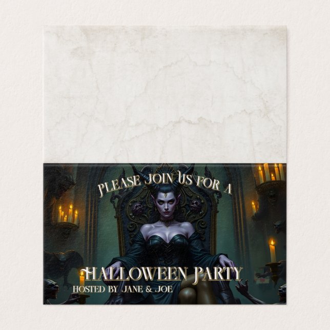 Throned Demon Queen in Candlelight - Invitation (Outside Unfolded)