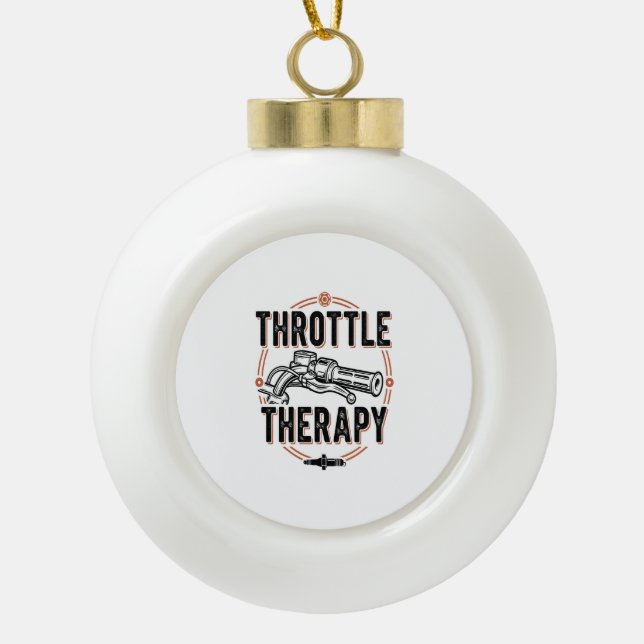 Throttle Therapy Motorcycle Grip Ceramic Ball Christmas Ornament (Front)