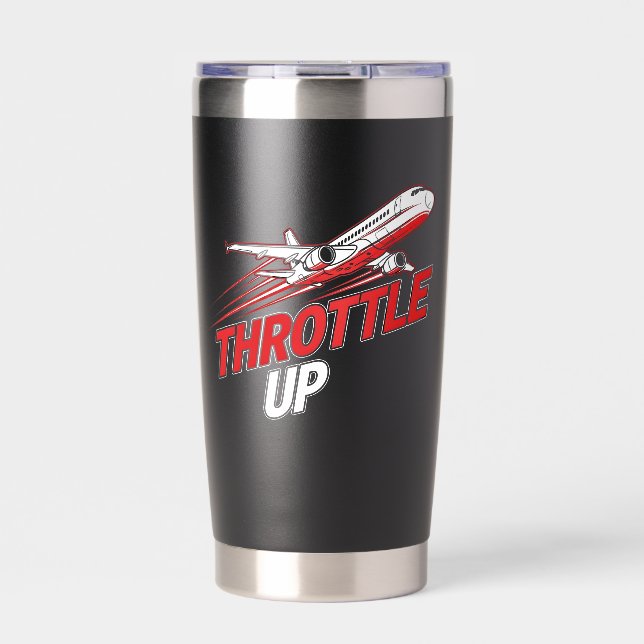 Throttle Up Aeroplane Insulated Tumbler (Front)