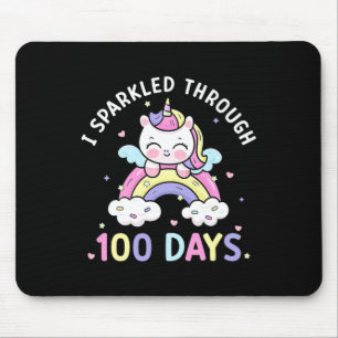 Through 100 Days Girls Unicorn 100th Day Of School Mouse Pad