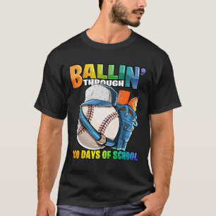Through 100 Days Of School Baseball Kindergarten B T-Shirt