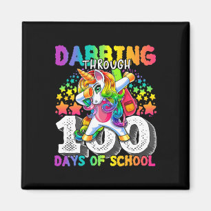 Through 100 Days Of School Dabbing Unicorn Girls 1 Magnet