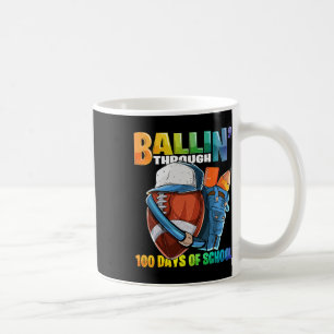 Through 100 Days Of School Football Kindergarten B Coffee Mug