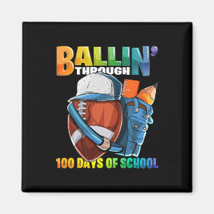 Through 100 Days Of School Football Kindergarten B Magnet
