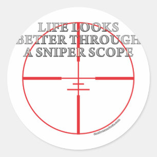 Through a Sniper Scope Classic Round Sticker