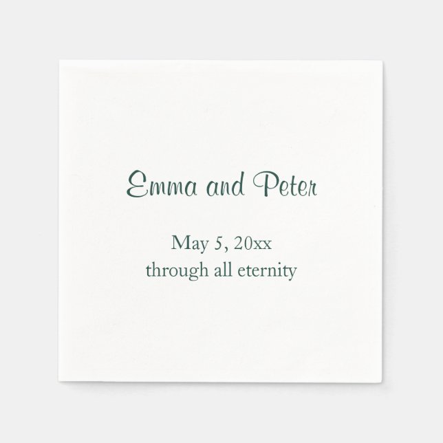"Through All Eternity" Forest Text Names and Date Napkin (Front)