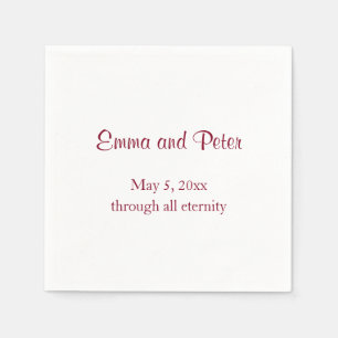 "Through All Eternity" Red Text Names and Date Napkin