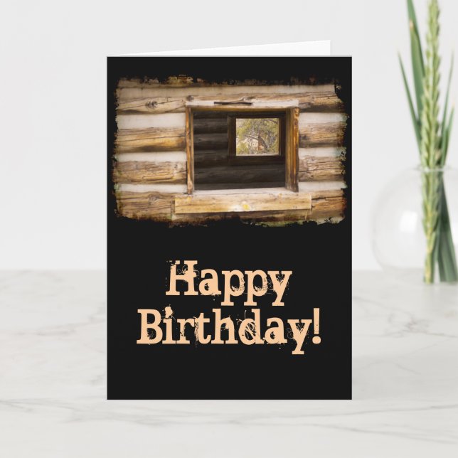 Through and Through Cabin Window Birthday Card (Front)