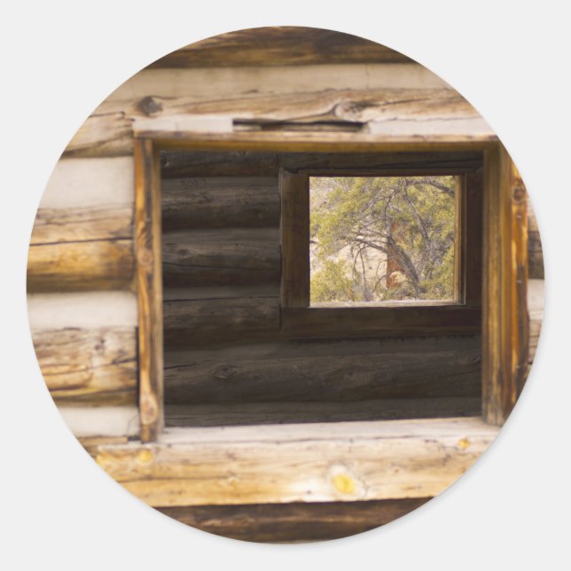 Through and Through Cabin Window Classic Round Sticker (Front)