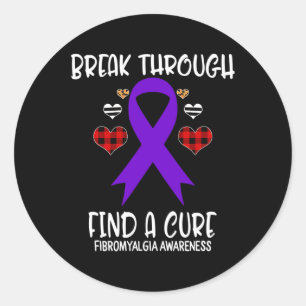 Through Find A Cure Fibromyalgia Awareness Ribbon  Classic Round Sticker