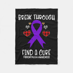 Through Find A Cure Fibromyalgia Awareness Ribbon Fleece Blanket