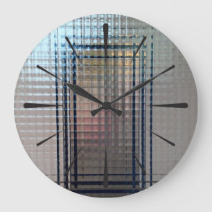 Through glass doors large clock