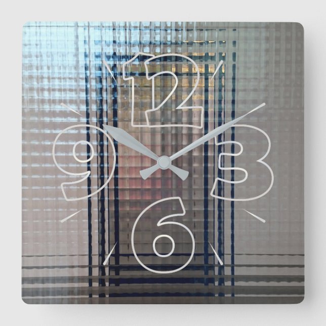 Through glass doors square wall clock (Front)