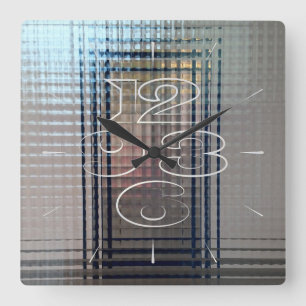 Through glass doors square wall clock