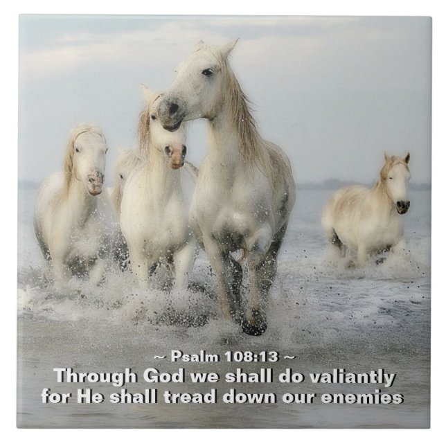 Through God we shall do Valiantly Psalm 108:13 Ceramic Tile (Front)