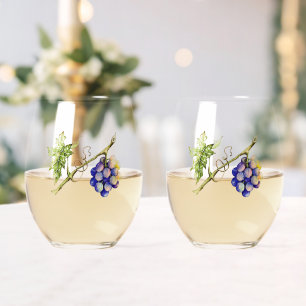 Through the Grapevine Print Stemless Wine Glass