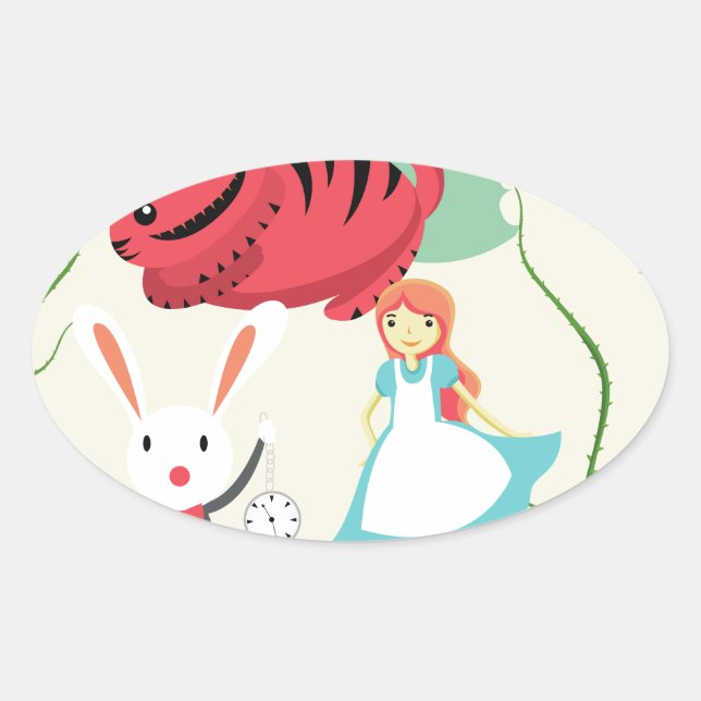 Through The Looking Glass Oval Sticker (Front)