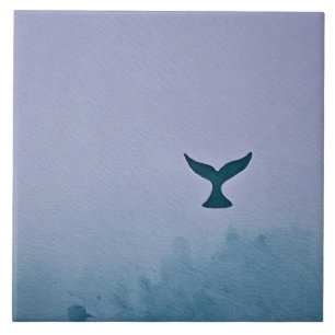 Through The Mist Whale Tail Art Ceramic Tile