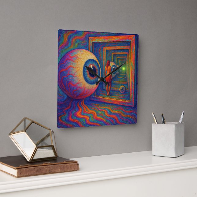 “Through the Prism of Sight” Square Wall Clock (Office)