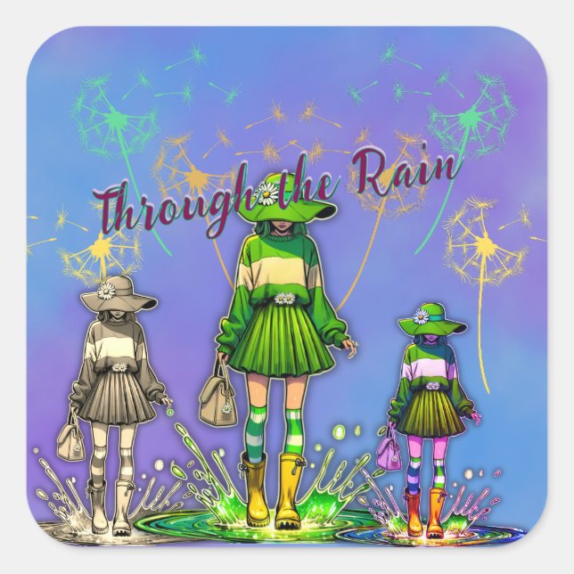 Through the Rain  Square Sticker (Front)