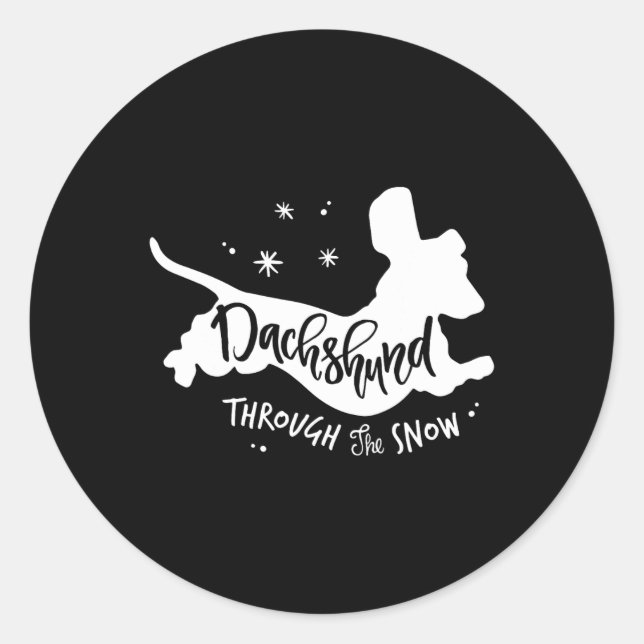 Through The Snow Dachshund Christmas Wiener Dog Xm Classic Round Sticker (Front)