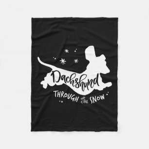 Through The Snow Dachshund Christmas Wiener Dog Xm Fleece Blanket