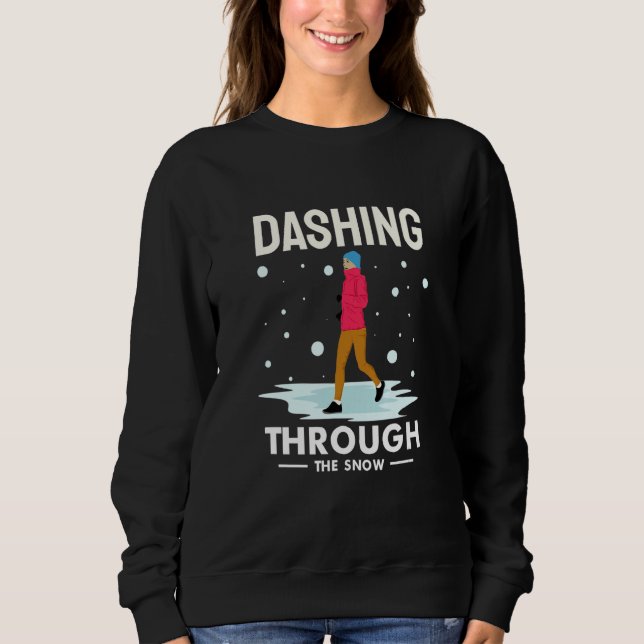 Through the snow running jogging racing snowfall w sweatshirt (Front)