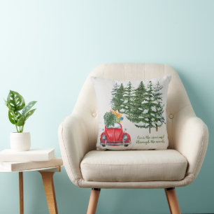 Through The Woods Watercolor Holiday Cushion