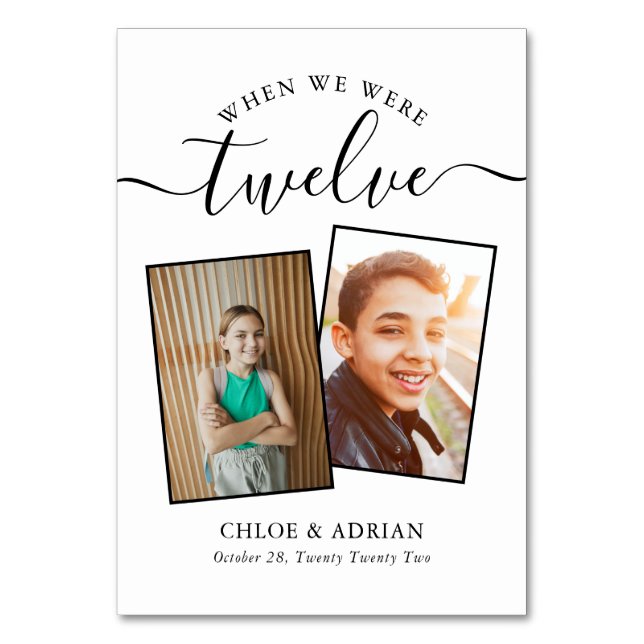 Through the Years Couple Photo Wedding Modern Tabl Table Number (Front)