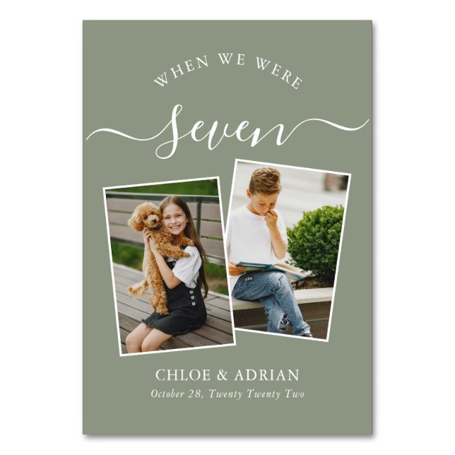 Through the Years Couple Photo Wedding Modern Tabl Table Number (Front)