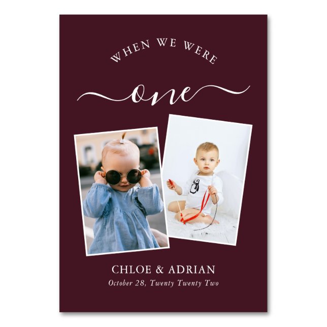 Through the Years Couple Photo Wedding Modern Tabl Table Number (Front)