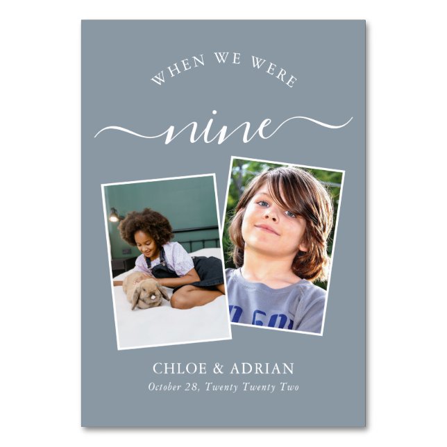 Through the Years Couple Photo Wedding Modern Tabl Table Number (Front)