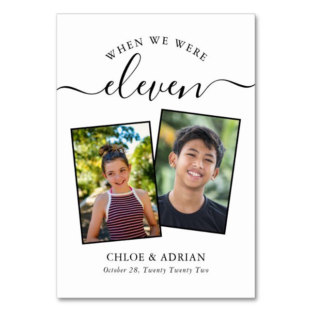 Through the Years Couple Photo Wedding Modern Tabl Table Number (Front)