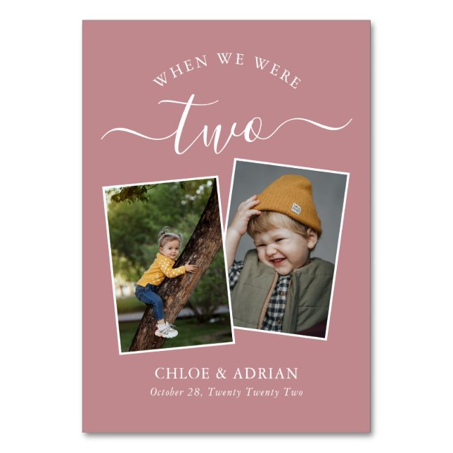 Through the Years Couple Photo Wedding Modern Tabl Table Number (Front)