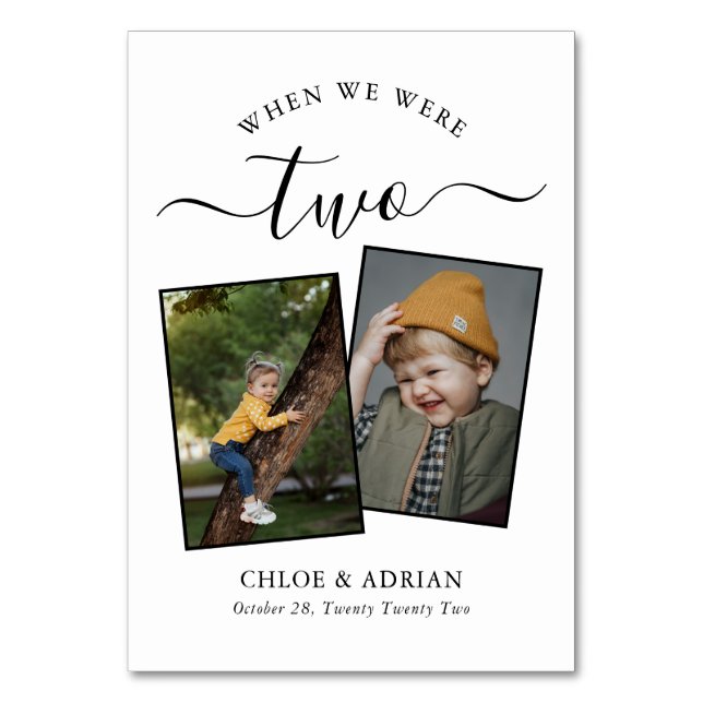 Through the Years Couple Photo Wedding Modern Tabl Table Number (Front)