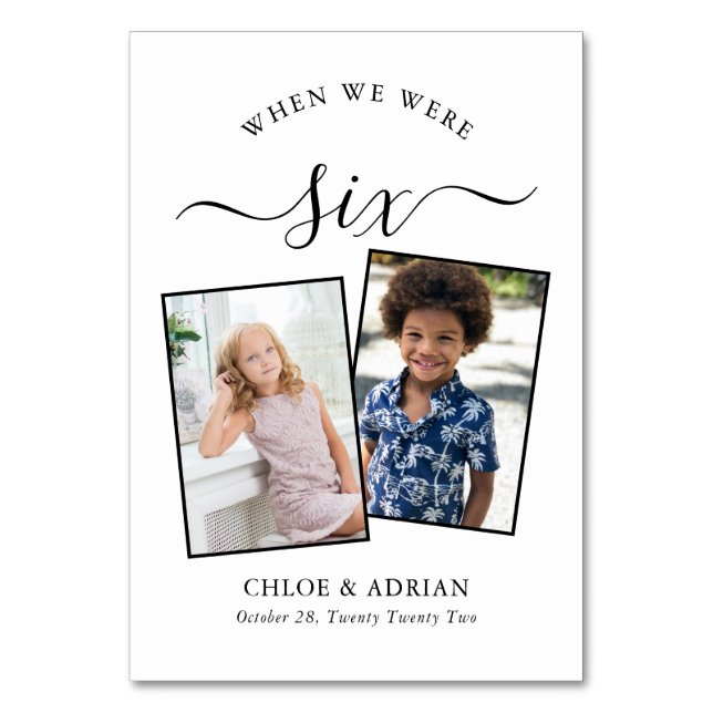 Through the Years Couple Photo Wedding Modern Tabl Table Number (Front)