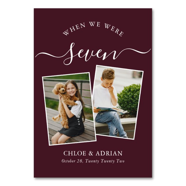 Through the Years Couple Photo Wedding Modern Tabl Table Number (Front)